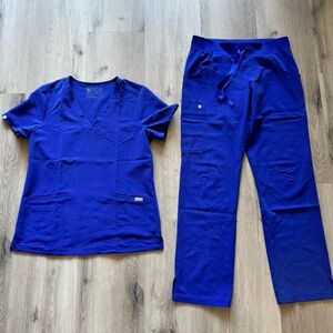Figs Deep Royal Blue Casma Kade Cargo Scrubs